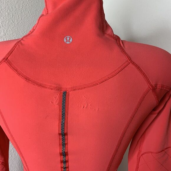Lululemon Toasty Tech Quilted Elbow Love Red Coral 1/2 Zip Jacket Coat Sz 2 - Picture 14 of 14